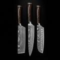 Japanese Hammered Damascus Chef Knife Set