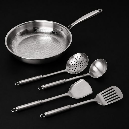 Titanium Hammered Pan Pro & Utensil Set