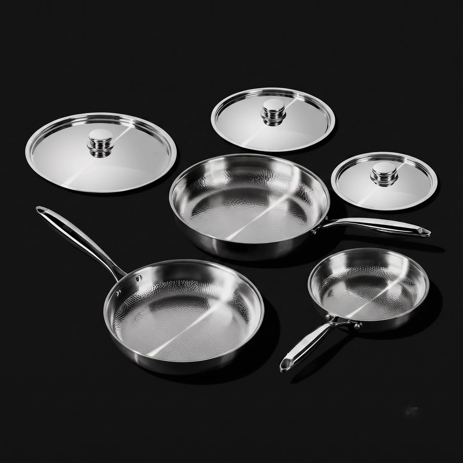 Titanium Hammered Pan Set with Lids | 6-Pc